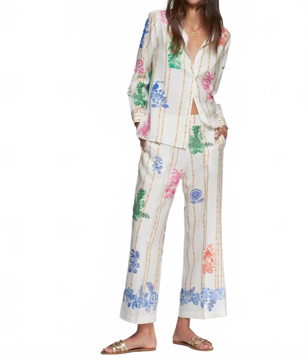 NEW VILAGALLO bambu lucia pant in white multi - Picture 1 of 5